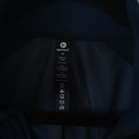 Athletic Zip-Up Jacket 90 Degree By Reflex Navy Blue Sheer Mesh Panels Size M - Picture 4 of 14